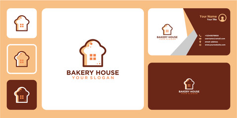 bakery logo design with home and business card