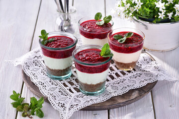 Dessert with honey cottage cheese and fruit