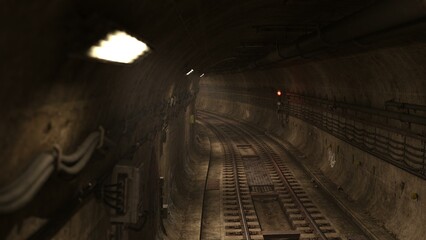 Obraz premium 3D-illustration of a subway track in the underground