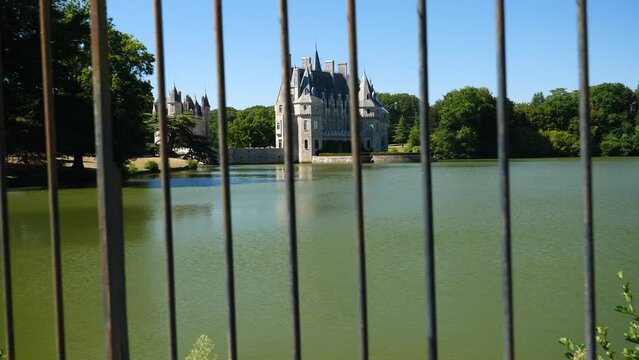 A view of the castle of La Bretesche with its lake. Missillac, France, the 31st July 2022.