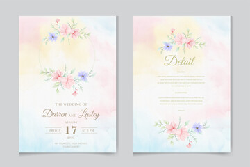 Naklejka na ściany i meble beautiful floral wreath wedding invitation card template