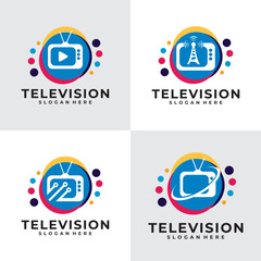 set of television logo vector design template