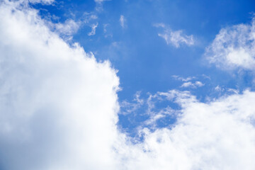 Clear blue sky and white clouds  for background, summer background