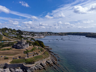 St Mawes cornwall england uk aerial drone 