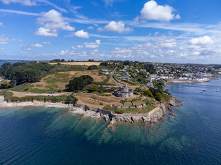 St Mawes cornwall england uk aerial drone 