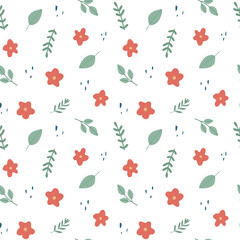 Seamless pattern with simple small flowers in childish style. Suitable for kids design and textiles.