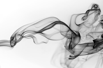 Black smoke movement abstract on white background, Movement of fire design