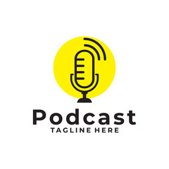 podcast logo vector design template