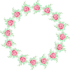 Fototapeta na wymiar Wreath rose flower, for wedding invitation, greeting card, poster, background ornament, frame and other