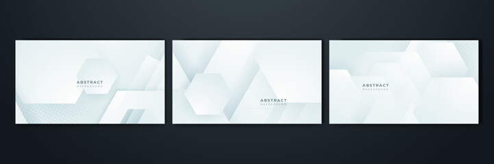 Fototapeta premium Abstract white geometric shape with futuristic concept background. White texture background