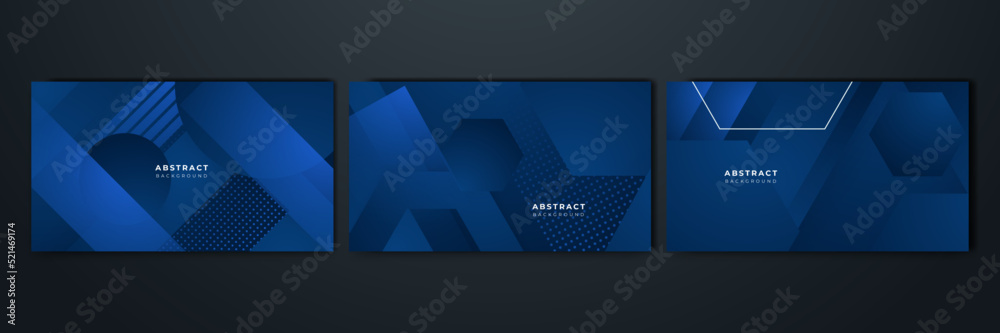 Wall mural abstract background design with blue geometric shapes. modern dark blue background. vector abstract 