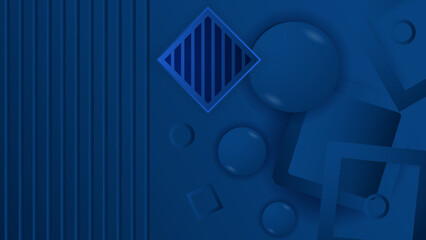 Dark blue background with abstract square shape, circles, lines, dynamic and sport banner concept.