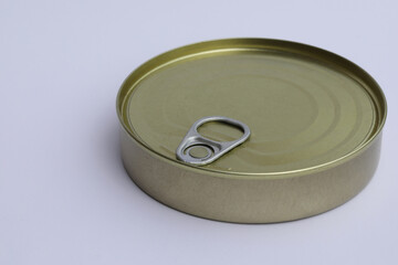 metal can on the white background with copy space