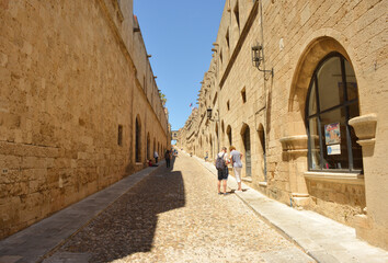 Rhodes, Greece, nearly empty Street of the Knights at the old town