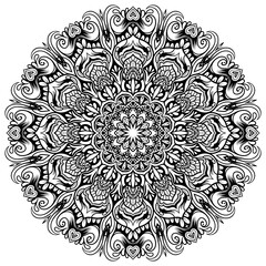 Coloring book patterns in mandala style for Henna, Mehndi, tattoos, decorative ornaments in ethnic oriental style page.