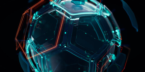 3D Rendering of Futuristic Abstract Soccer Ball