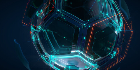 3D Rendering of Futuristic Abstract Soccer Ball