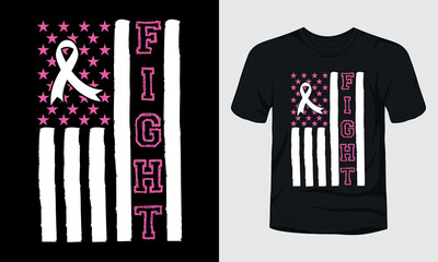 Fight USA flag breast cancer t-shirt design.