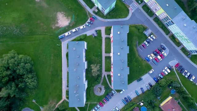 Aerial view of Block of flats in small town in Czech Republic