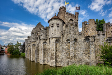 Fototapeta na wymiar Gravensteen castle in Ghent city, Belgium