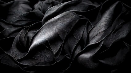 Black luxury cloth, silk satin velvet, with floral shapes, gold threads, luxurious wallpaper,...