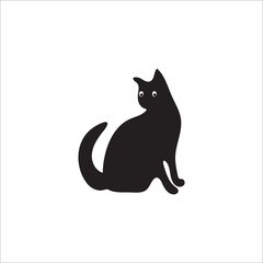 Black cat animal vector logo design