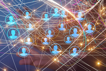 Abstract technology group and data 3d