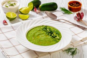 Tarator, summer cold cucumber soup in bowl