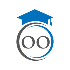 Letter OO Education Logo Concept With Educational Graduation Hat Vector Template