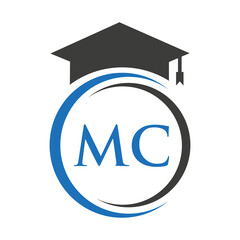 Letter MC Education Logo Concept With Educational Graduation Hat Vector Template