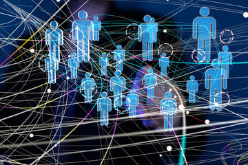 Global network. Blockchain. 3D illustration. Neural networks and artificial intelligence. Abstract