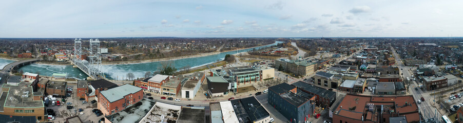 Obraz premium Aerial panorama of Welland, Ontario, Canada in winter
