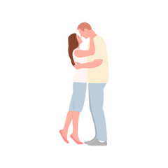 Man and woman hugging.  Couple in love. Flat vector illustration.