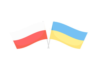 Ukrainian and Polish flags. Vector illustration. Flat style.