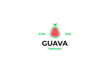 Flat guava fruit logo design vector illustration idea