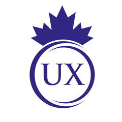 Letter UX Maple Leaf Logo Template Symbol Canadian Business, Company Logo Concept Vector Template