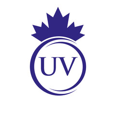Letter UV Maple Leaf Logo Template Symbol Canadian Business, Company Logo Concept Vector Template