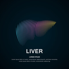 Human liver medical structure. Vector logo liver color silhouette on a dark background. EPS 10