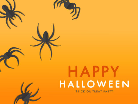 Background with orange spiders black. Happy Halloween