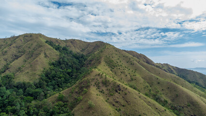 Fototapeta na wymiar Aerial view of beautiful hills, Aceh, Indonesia.