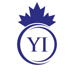 Letter YI Maple Leaf Logo Template Symbol Canadian Business, Company Logo Concept Vector Template