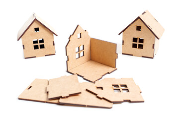 Self-assembly wooden toy house kit elements