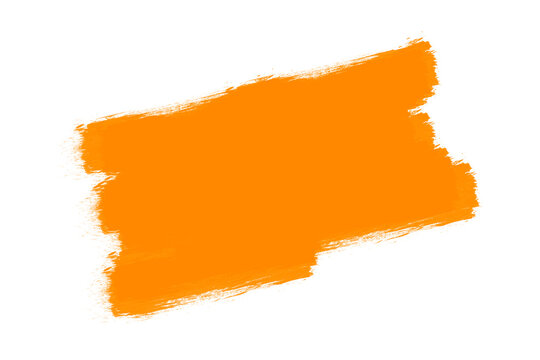 Mancha de pintura naranja de acuarela sobre un fondo blanco liso aislado. Vista superior. Copy space