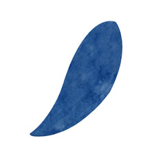 Simple watercolor blue leaf clipart on white background.