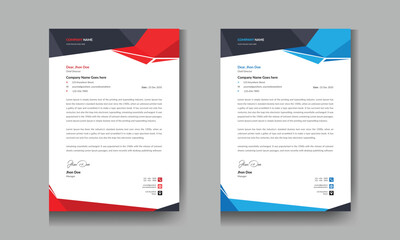 Modern Business Letterhead design template, blue, black and red color combined letterhead for your business