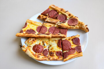 Turkish pita with minced cubed meat and cheese (Turkish name: Kiyma Kusbasi kasarli pide)