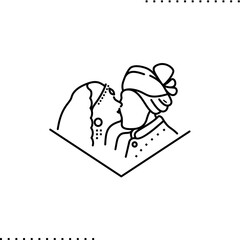 indian wedding, kissing couple vector isolated on white
