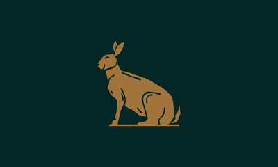 Vintage Hand Drawing Rabbit minimal logotype