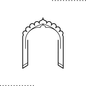 indian wedding decoration arch, vector isolated on white