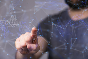 Digital technology background. Network connection dots and lines.